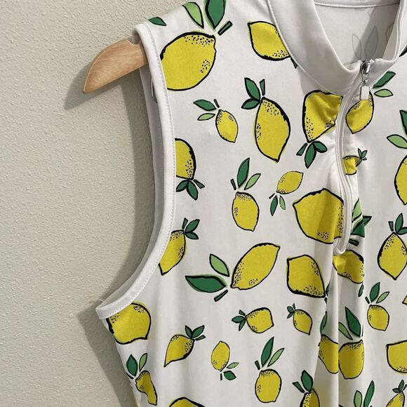 PGA Tour Lemon Print Golf Top 1/4 Zip Mock Neck Sleeveless Shirt Women’s L - Picture 4 of 7